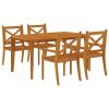 5 Piece Patio Dining Set Solid Wood Acacia