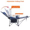 Foldable Camping Chair 330LBS Load Heavy Duty with Reclining Backrest Angle Cup Holder Pillow Side Pocket Carry Bag