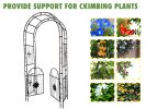 Metal Garden Arch with doors Garden Arbor Trellis Climbing Plants Support