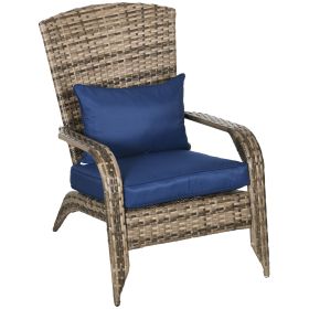 Outsunny Patio Wicker Adirondack Chair, Outdoor All-Weather Rattan Fire Pit Chair w/ Soft Cushions (Color: as Pic)