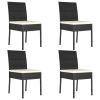 5 Piece Patio Dining Set Poly Rattan Black