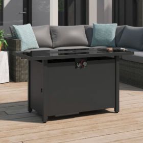 25" H x 42" W Steel Outdoor Fire Pit Table with Lid (Color: as Pic)