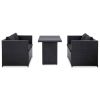 3 Piece Patio Lounge Set with Cushions Poly Rattan Black