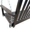 Front Porch Swing with Armrests;  Wood Bench Swing with Hanging Chains