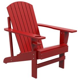 Outsunny Wooden Adirondack Chair, Outdoor Patio Lawn Chair with Cup Holder, Weather Resistant Lawn Furniture, Classic Lounge for Deck, Garden (Color: as Pic)