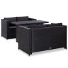 3 Piece Patio Lounge Set with Cushions Poly Rattan Black