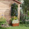 Outsunny Galvanized Raised Garden Bed, 24" x 24" x 11.75" Outdoor Planter Box with Trellis Tomato Cage and Open Bottom for Climbing Vines, Vegetables